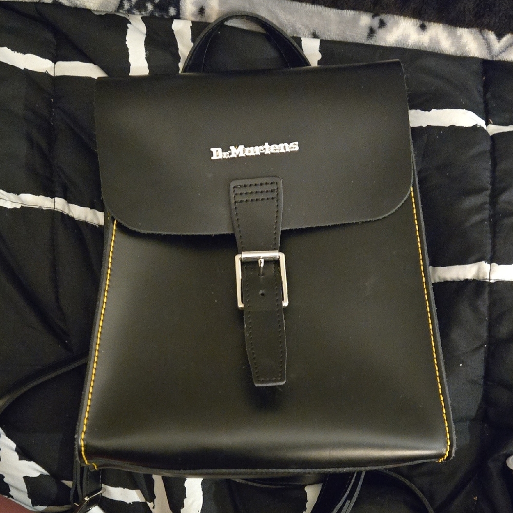 Dr. Martens Black Backpack with Yellow Stitching